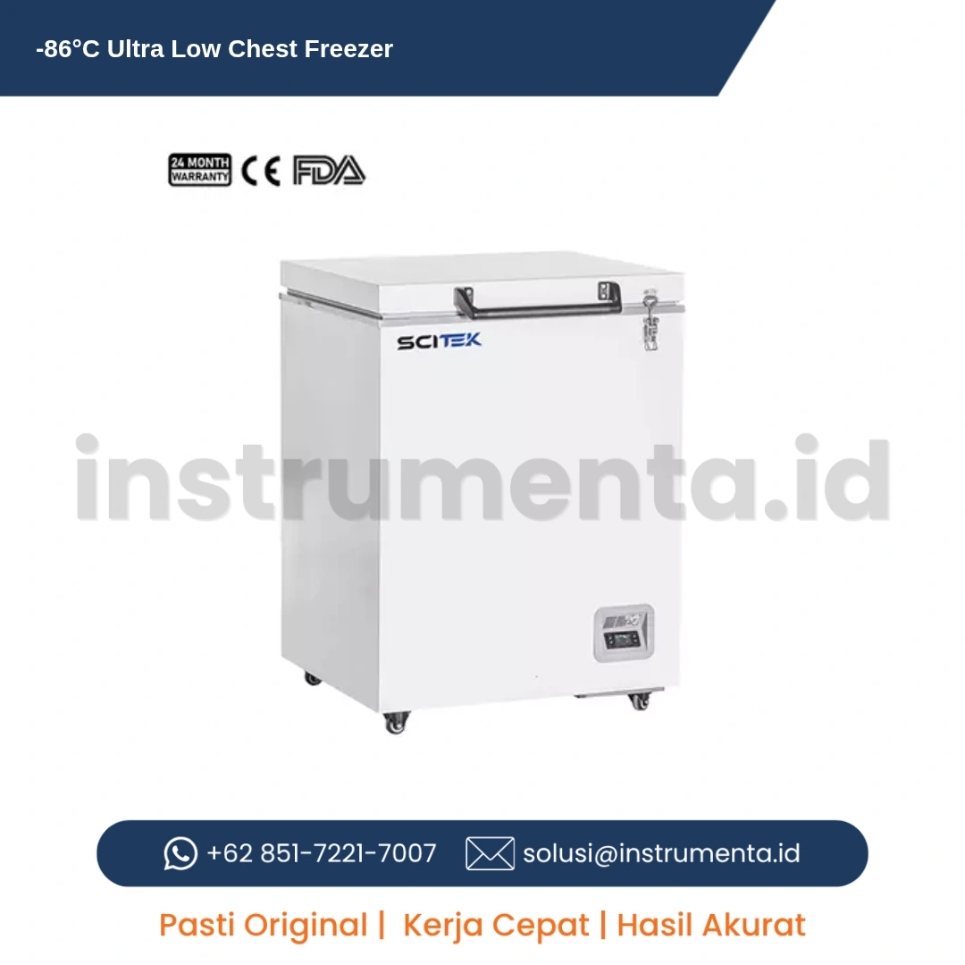Ultra Low Temperature Chest Freezer Scitek -86 Derajat Celcius Lemari Pembeku Kriogenik Horizontal ULT Freezer Laboratorium Medis